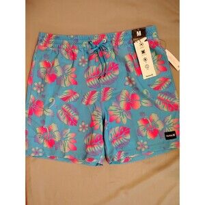 Men's Hurley Swim Trunks Cannonball Volley Blue Floral Medium